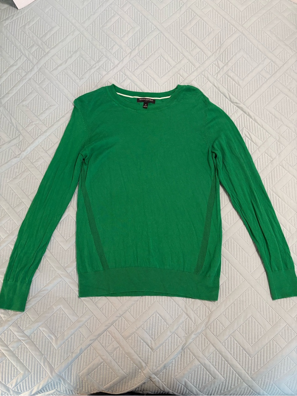 Banana Republic Women’s Sweater Vibrant Kelly Green Size M Ribbed Detail Cotton